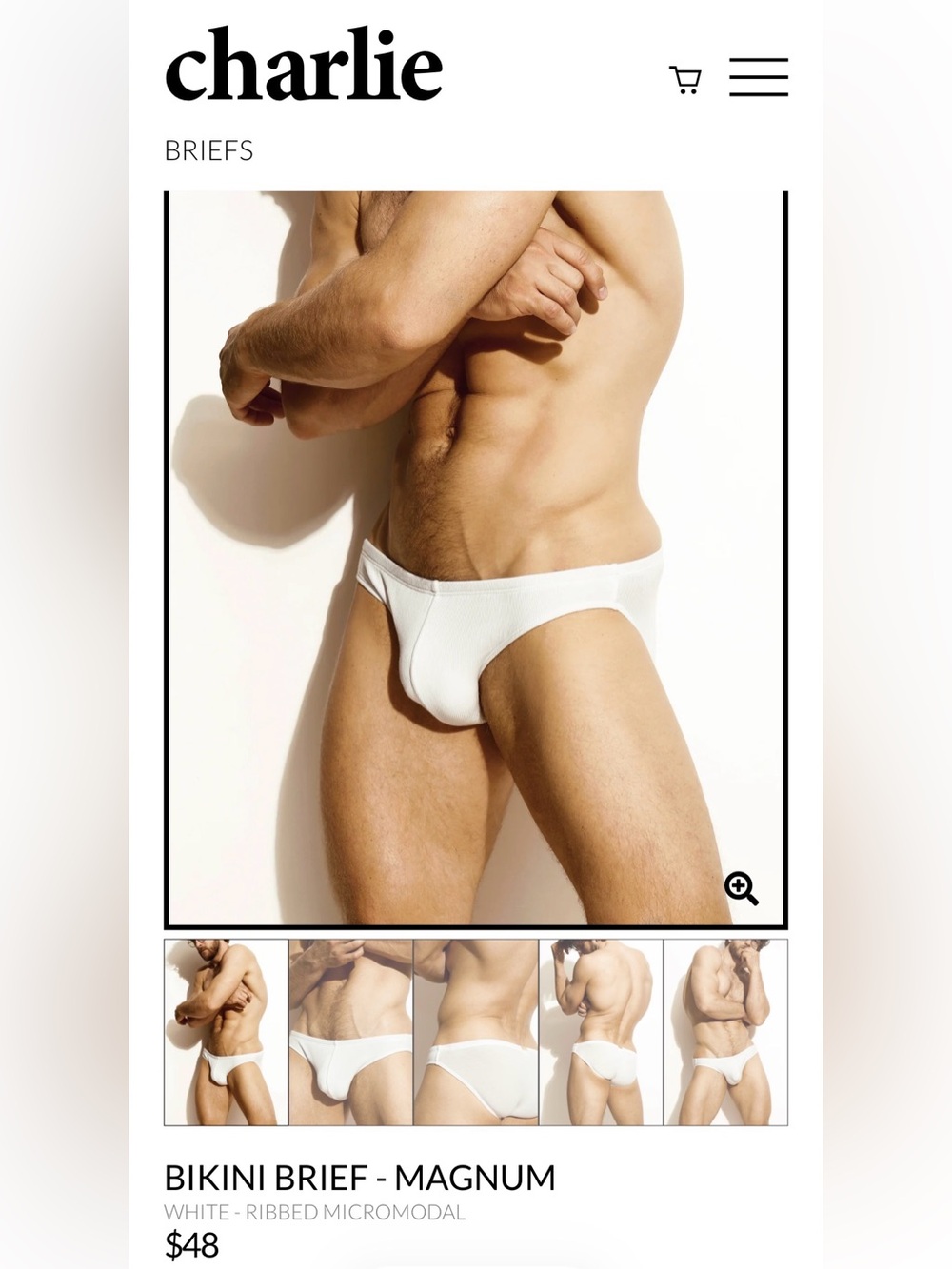Charlie Bikini Brief - Magnum in White